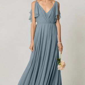 Jenny Yoo Long Bridesmaid Dress Cassie -Mayan Blue
